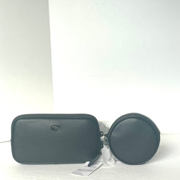 Coach Multi Pouch Belt Bag Black Leather CR749 Removable Adjustable Phone - Picture 4 of 14